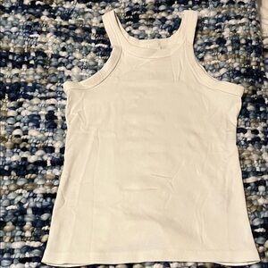 H&M White Ribbed Tank Top Small